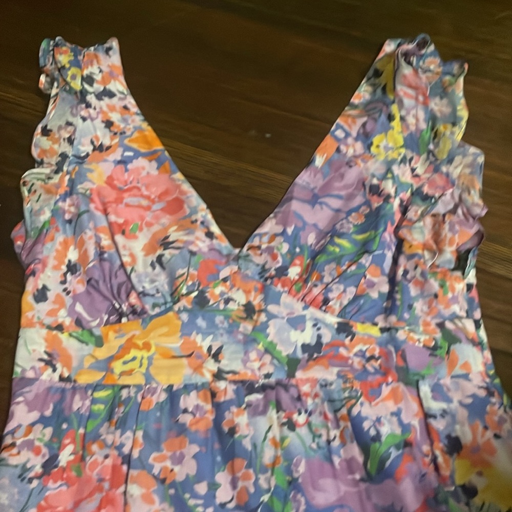 Theory floral size 0 extra small sundress muted watercolor spring dress - Picture 5 of 7